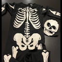 Halloween Skeleton Costume Jumpsuit for Men Adult, Skeleton Mask and Skeleton Gloves Size L