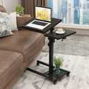 TigerDad Mobile Adjustable Height Laptop Stand PC Computer Portable Notebook Swivel Laptop Desk Rolling Table Desk Cart Tiltable with Wheels Casters& Mouse Pad Table (Dekuwood)