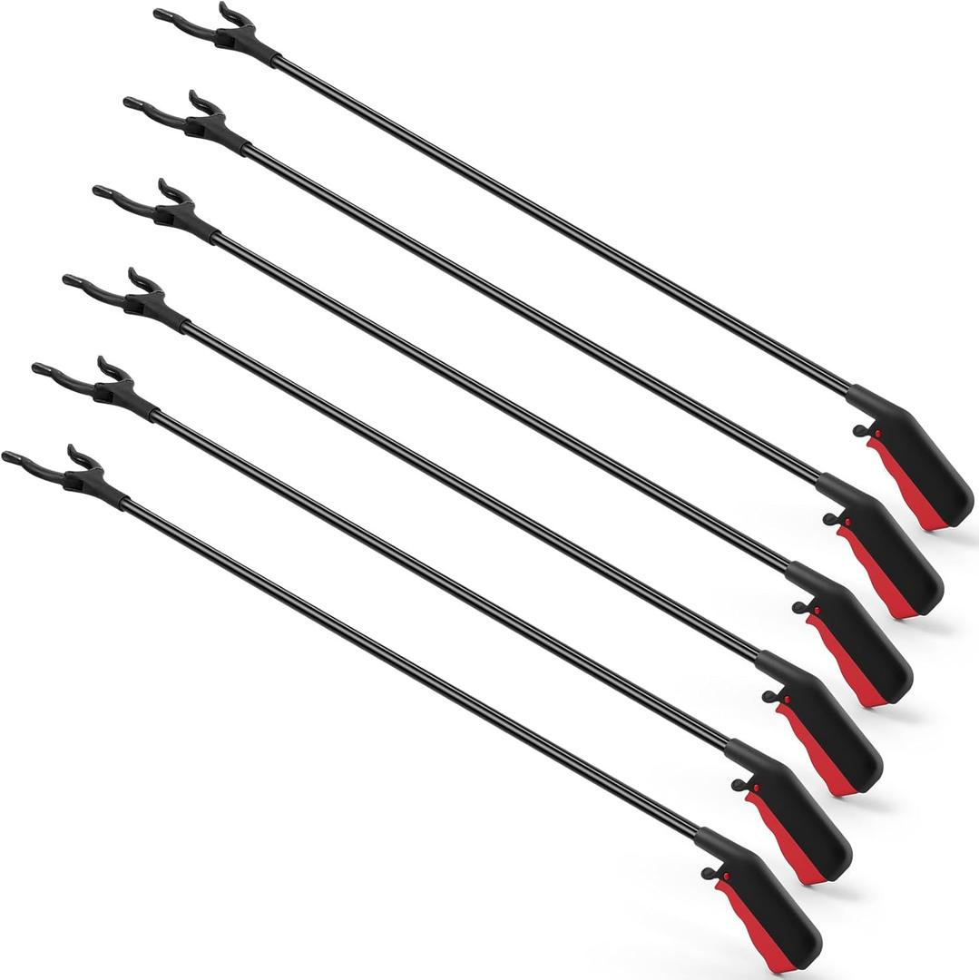Norme 6 Pcs Grabber Reacher Tool Bulk, 31.5" Long Handle Trash Picker for Elderly Assist, Lightweight Handy Aid Nonslip Claw Grabber for Arm Extension 360 Rotating Pickup Stick Outdoor Cleanup Tool