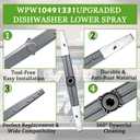 WPW10491331 Dishwasher Lower Spray Arm fit for Whirlpool Maytag Amana IKEA | Replaces W10491331/2312843/PS11755592/AP6022259; fixes cracked, clogged, loose or worn spray arms.