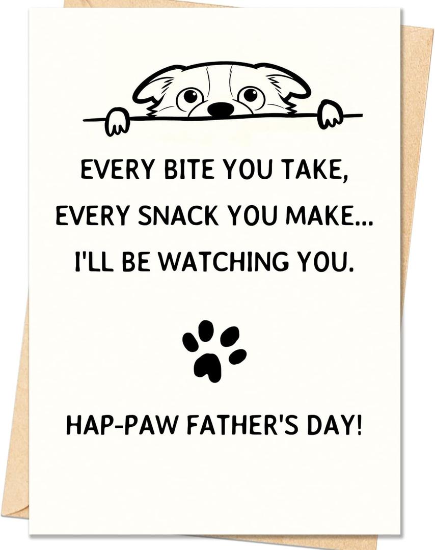 6 x IDU Fathers Day Card from Dog, Dog Dad Fathers Day Card Gift