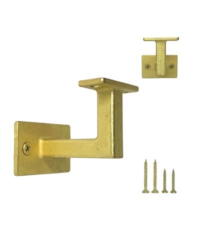 Handrail Brackets Wall Mounted Heavy Duty Stair Railing Support, Fixed Angle Handrail Holder with Screws, Antique Gold Finish, 3 Pack | HOWTOOL