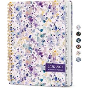 Planner 2026-2027, Academic Year Monthly and Weekly Calendar Planner, Jul 2026 - Jun 2027, Hardcover Teacher Student Planning Agenda book with Tabs, Perfect for School Office Supplies, 8.5" x 11" - Purple Blocks
