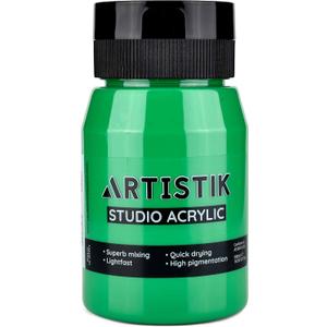2 x Artistic Acrylic Paint Jar - High-Pigment, Fade Proof Painting Supplies, Suitable for Canvas, Wood, Leather, Fabric, Stone & Craft - Bright Green 16.9 Fl Oz