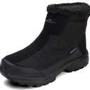 SILENTCARE Men's Warm Snow Boots, Fur Lined Waterproof Winter Shoes, Anti-Slip Lightweight Ankle Boot (9.5, Black)