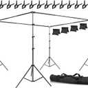 SLOW DOLPHIN Photo Studio Background Stand Support Kit Backdrop Stand, 40ft (Wide) x 8.5ft (Tall) Square Large Adjustable Backdrop Stand with Rotatable Connector, Carry Bag, Sand Bags Clamps.