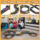 Slot Car Race Track Sets with 4 High-Speed Racing Car, Battery or Electric Race Car Track for Boys and Kids, Dual Racing Game Lap Counter Circular Overpass Track, Gifts Toys for Boys Kids Age 6 7 8-12