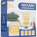 19 Pack Vacuum Storage Bags, 80% Space Saver Vacuum Seal Bags for Clothing, Bedding, Blankets, Comforters, and Pillows, Vacuum Compression Bags with Travel Hand Pump