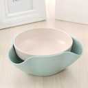 Bamboo's Grocery Double Dish Snack Bowl For Pistachios, Peanuts, Edamame, Cherries, Nuts, with Shell Storage (Blue)