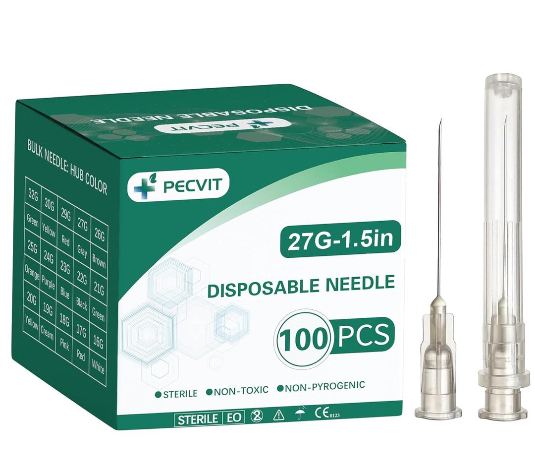 100Pack 27Ga 1.5 inch Needle Luer Lock Lab Dispensing Accessories for Measuring,Refilling Inks