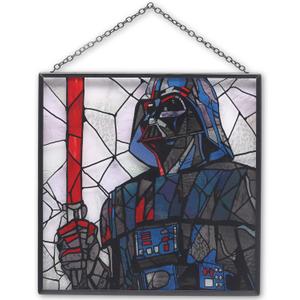 Disney Star Wars Darth Vader and Lightsaber Hanging Glass Wall Decor - Beautiful Darth Vader Wall Art for Home (Black)