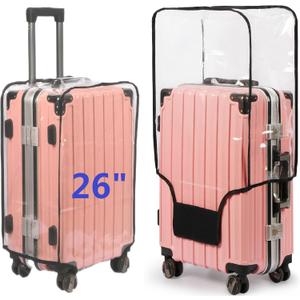 Clear PVC Suitcase Cover Protectors Thicken Luggage Cover Protector Full Transparent Waterproof Wheeled Dustproof Luggage Sleeve Protector 26"