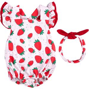 BABESIDE Reborn Baby Doll Clothes for 17-22 Inch Dolls, Strawberry Outfit Set, Cute Baby Doll Accessories for Reborn Girl Dolls