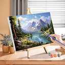 Landscape Paint by Numbers for Adults with Framed Canvas-with Wooden Easel,Scenery Paint by Number on Canvas,DIY Acrylic Oil Painting Kits with Brushes Nice Gift Box for Home Wall Decor(16x20inch) (16*20inch, DKMT0091)