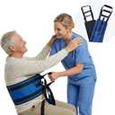 Transfer Sling, Upgraded with Metal Buckle, 6 Reinforced Straps with Hand Grips, Lift & Standing Aid for Caregivers, Elderly & Disabled, Transfer Belt for Home Use (Blue, Large)