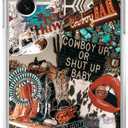 Western Cowboy Cowgirl Case Compatible with Galaxy S23,Retro Country Art Collage,Trendy Soft Bumper TPU Case for Samsung Galaxy S23