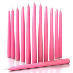 CANDWAX 12 inch Taper Candles Set of 12 - Dripless and Smokeless Candle Unscented - Slow Burning Candle Sticks - Pink Candles
