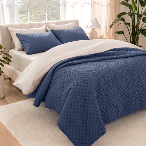 Bare Home Coverlet Set - Standard - Lightweight Bed Decor - Comforter Alternative - All-Season Quilted Bedspread (Size Standard Dark Blue)