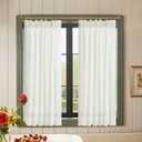 jinchan Pinch Pleated Linen Blend Curtains 54 Inch 2 Panels Light Filtering Modern Farmhouse Back Tab Drapes for Living Room Bedroom White