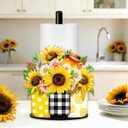 Sunflower Day Paper Towel Holder, Honey Bottle Vase Summer White Daisy Paper Holder, Buffalo Plaid Bottles Vase Decor, Spring Holiday Decoration for Kitchen Countertop Bathroom Home Farmhouse