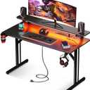 MOTPK 39 Inch Small Gaming Desk with LED Lights & Power Outlets, Computer Desk Gaming Table with Monitor Shelf, Gamer Desk with Carbon Fiber Texture, Kids Boys Desk Gift for Men (Black)
