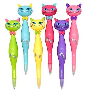 Lopenle 6PCS Cool Cat Ballpoint Pens Pretty Cartoon Cat Pens Novelty Animal Pens With 6 Pieces Refills Black Ink For School Office Birthday Party
