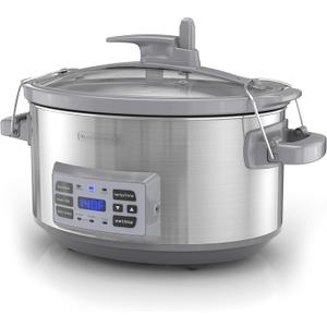 BLACK+DECKER 7-Quart Digital Slow Cooker, SCD7007SSD, Temperature Probe, Sous-Vide, Locking Lid, Removable Stoneware Crock