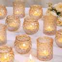 DARJEN Gold Votive Candle Holders Set of 24- Gold Candle Holders Bulk for Table Centerpiece, Tea Lights Candle Holder Glass for Wedding Shower, Home & Party Decor