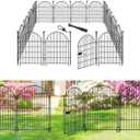 ADAVIN Garden Fence Animal Barrier with Gate 40 in(H)×26.2 Ft(L) 12 Panels,Rustproof Metal Wire Tall Fencing Border for Dogs Rabbits,Outdoor no dig pet Fences,Black Flower Edging for Yard,Arched
