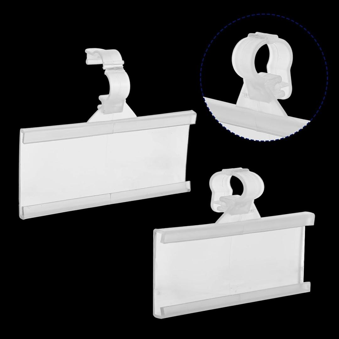 200 Pcs Plastic Wire Shelf Label Holders with 200 Blank Cards - Reusable Snap Lock Price Tag Holders for Supermarket, Retail Store, Pantry Organization - Tight Grip for Wire Shelving (3" x 1.34")