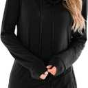 Fallorchid Womens Cowl Neck Tunic Tops Long Sleeve Pullovers Casual Drawstring Sweatshirts (Large, Black)