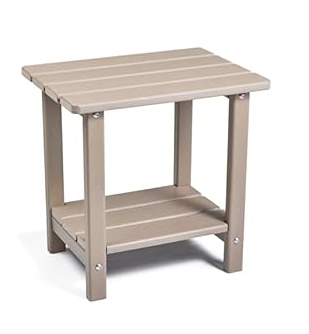 Apolimi Adirondack Outdoor Side Table, 2-Tier Sturdy Patio End Table Weather Resistant, 16.5" Solid Side Table for Patio, Pool, Porch(Grayish Brown)