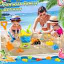 Collapsible Beach Sand Toys Set for Kids - Includes Bucket, Mesh Shovel, Filter Scooper & Castle Molds - Toddler Beach Toys for 1-3 & Kids Ages 4-8 with Mesh Bag, Summer Outdoor Beach Essentials