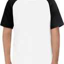 Boys Short Sleeve T Shirts Kids Summer Colorblock Tops Crewneck Casual Tee, size 120
