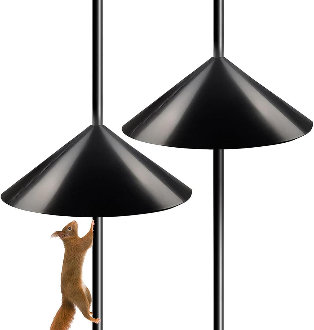 EROCK 2 Pack 19 Inch Squirrel Baffle for Bird Feeder Pole, Outside Pole Mount Squirrel Guards Squirrel Stopper Protects Hanging Bird Feeders and Poles from Squirrels Raccoons Rodents, Black