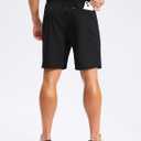 Pudolla Mens Hiking Shorts Lightweight Quick Dry Casual Golf Shorts for Men Work Fishing with 3 Zipper Pockets(Black 7 Inseam-L)