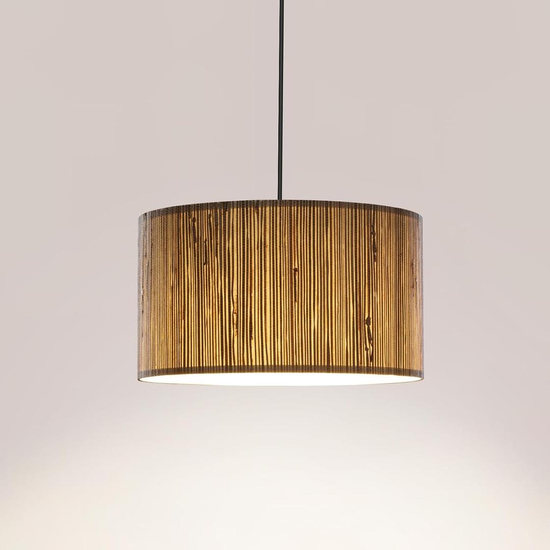 Farmhouse Chandelier for Dining Room, 14" Modern Minimalist Chic Pendant Lamp Shade, Boho Ceiling Light for Kitchen, Living Room, Bedroom, Entryway (Black)