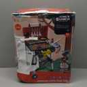 Kids Play Kitchen Toys, Kids BBQ Grill Playset with Smoke Sound Light, 2-Layer Barbecue Toy with Wheel, Outdoor Play Grill Toys for Toddlers 3-5, Play Food Toys Cooking Set, Birthday Gift for Boy Girl (Black and Red)