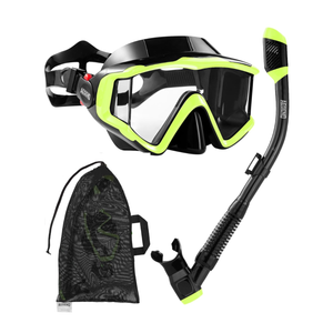 Aegend Snorkeling Gear for Adults, Dry Snorkel Set Panoramic View Enhanced Anti-Leak and Anti-Fog Technology, Adjustable Strap for Snorkeling Scuba Diving Swimming with Mesh Bag