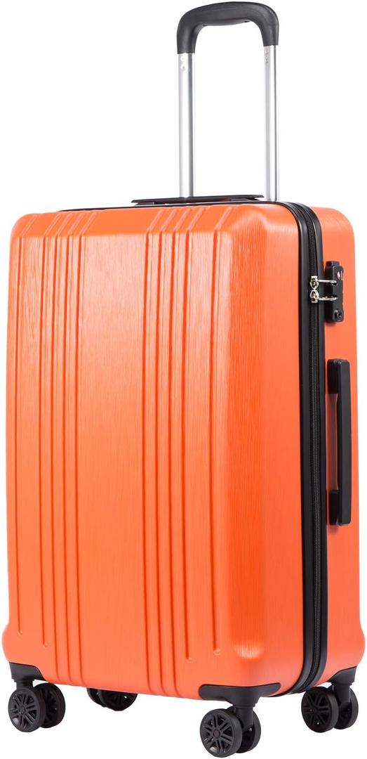 Coolife Luggage Suitcase PC+ABS with TSA Lock Spinner Carry on Hardshell Lightweight (orange, S(20in_carry on))