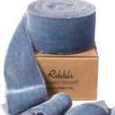 Ribbli Dusty Blue Velvet Ribbon 1.5 Inch Handmade Frayed Vintage Christmas Ribbon for Gift Wrapping Christmas Tree Ornament Wreath Craft Home Decor -3 Yards