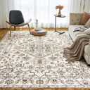Area Rugs Machine Washable Rug 8'x 10' Vintage Design Area Rugs with Non Slip for Living Room Bedroom Traditional Woven Carpet Stain Resistant, Home Decor Office Boho Rug
