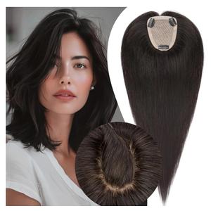 S-noilite Hair Toppers for Women Real Human Hair, 100% Human Hair Toppers for Thin Hair,3.5"*4.7" Handmade Free Partable Nature-mimicking Scalp Lace Base 14" Natural Black