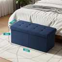 30-INCH Storage Ottoman Bench, Footrest with Storage, End of Bed Bench Coffee Table for Living Room, Bedroom, Entryway, Blue