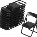 Gadpiparty 12pcs Mini Chairs for Crafts, Mini Folding Chair, Action Figure Accessories Phone Holder Stand Doll Dollhouse Decoration Miniature Furniture Black