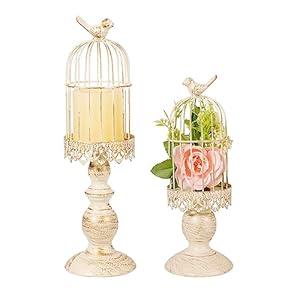 Pack of 2-Piece Birdcage Candle Holder, Vintage Candle Stick Holders, Wedding Candle Centerpieces for Tables, Iron Candlestick Holder Home Decor