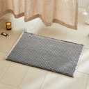 TYUU Waffle Bath Mat, Boho Bathroom Rugs Non Slip Washable Super Absorbent Quick Dry Bath Mat Farmhouse Bathroom Decor, 30"x20" Grey and White