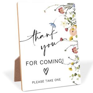 2 x Flower Wooden Wedding Sign, Thank You for Coming Sign, Floral Bridal Shower Decorations with Stand, Wedding Table Decorations for Reception, Engagement, Anniversary, Bachelorette Party Night, 41