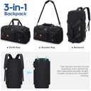 Gym Bag for Men and Women with Shoe & Laptop Compartment, 3-in-1 Sports Travel Duffel Bag Anti-Theft Weekender Carry-On Backpack for Airplane & Workout, Overnight Travel Bag,35L (Black, Medium)