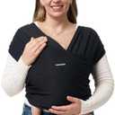 Momcozy Baby Wrap Carrier, Easy to Wear Infant Carrier Slings, Lightweight Hands Free Baby Sling, Adjustable Baby Carriers for Newborn to Toddler 8-35 lbs, Black